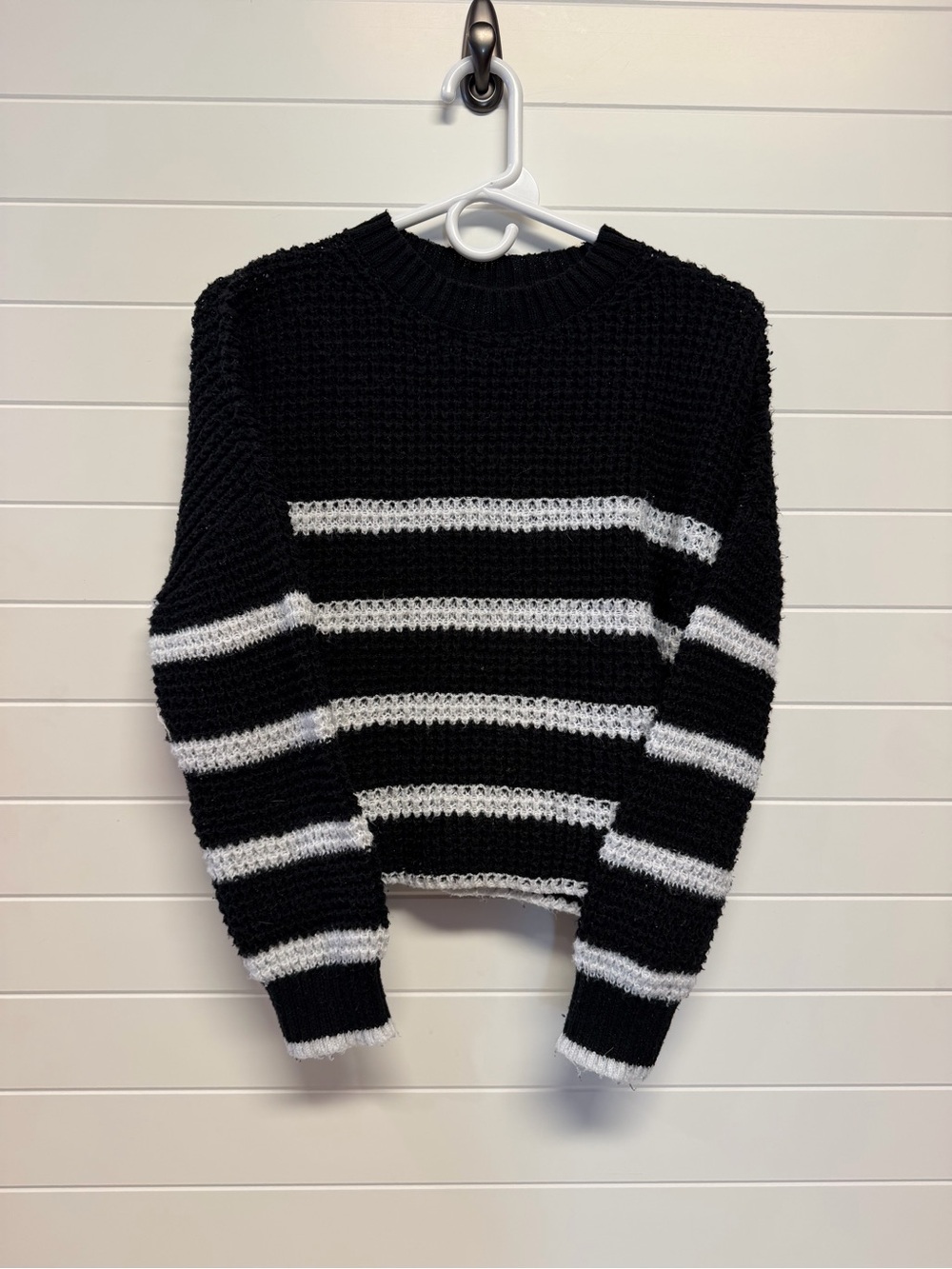 Rue21 Black and White Striped Crewneck Sweater XS